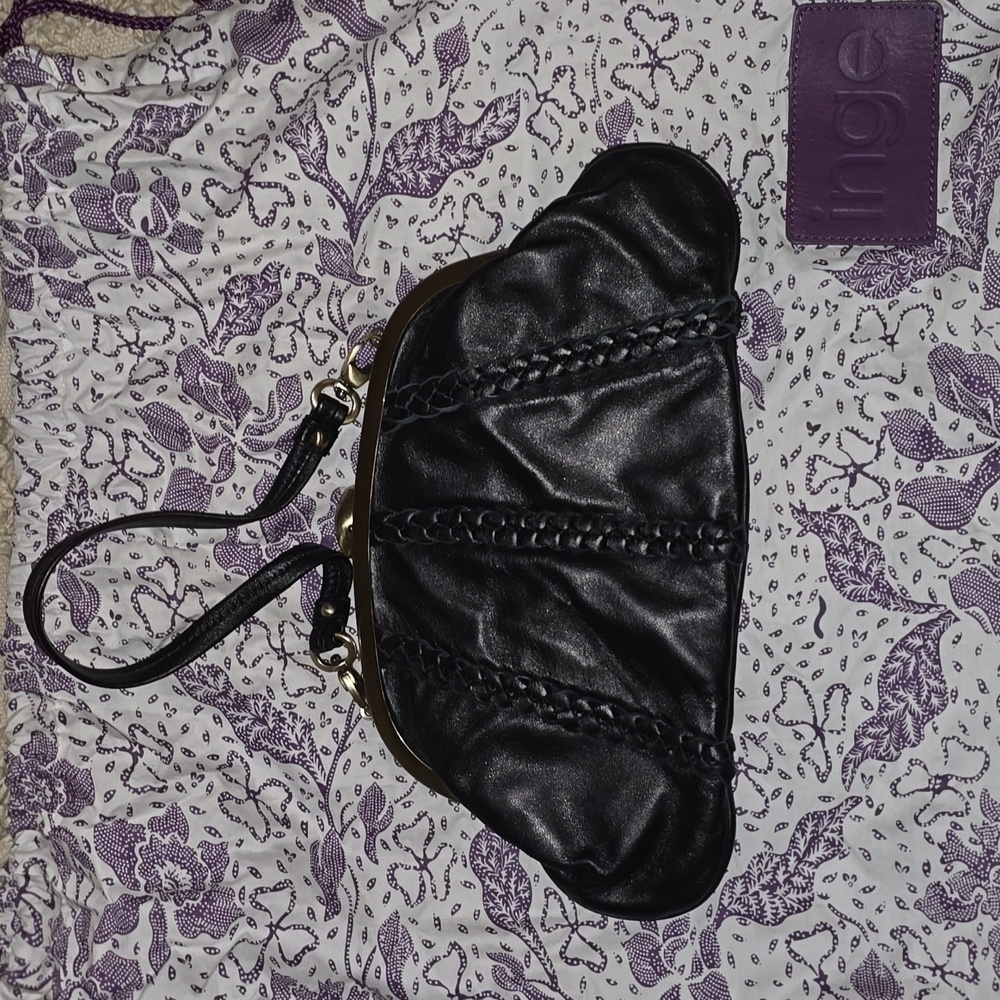Inge Black Leather Clutch